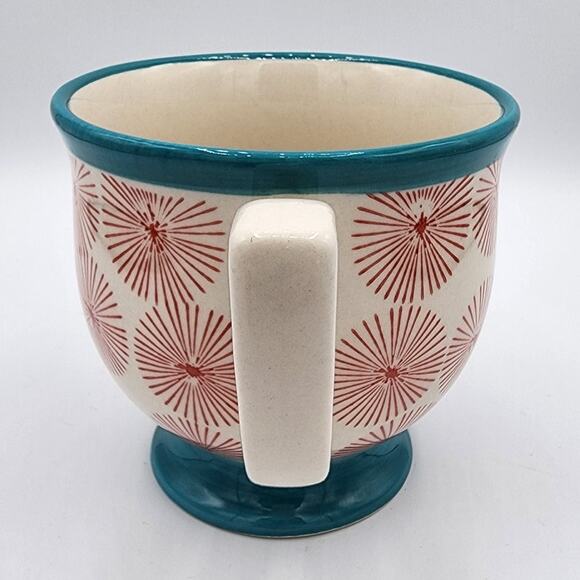 The Pioneer Woman Turquoise Blue Red Starburst Ceramic Dinnerware Coffee Tea Mug - Picture 5 of 8